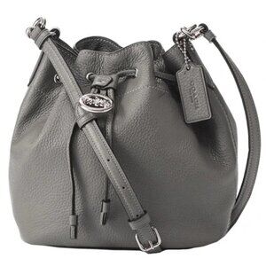 Coach Elle Gray Pebbled Leather Drawstring Crossbody Bag F31412